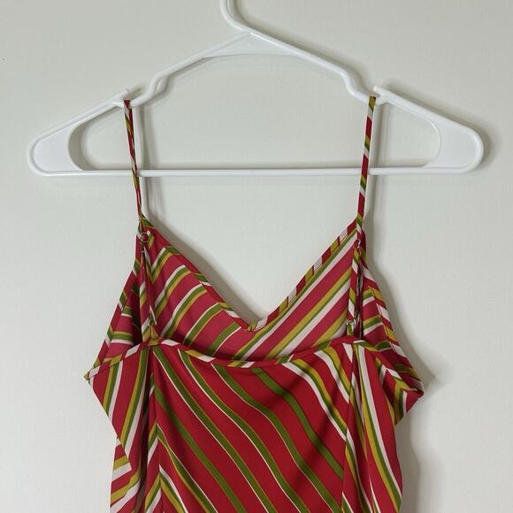 Diane Von Furstenberg Whiston Lipstick Slip-on Silk Dress 2 Striped Red Maxi - Picture 7 of 11